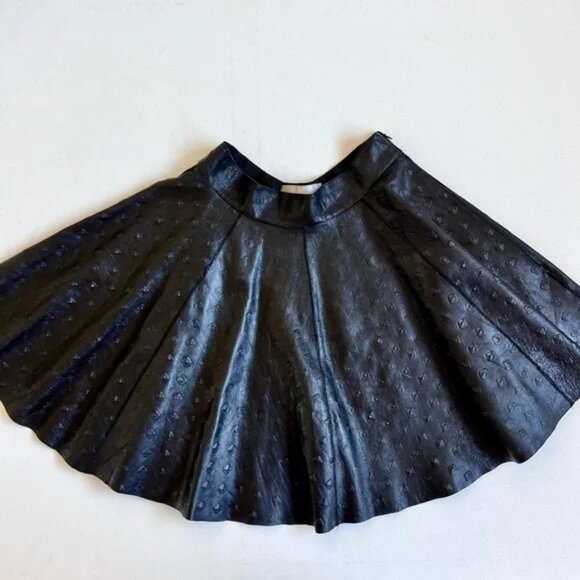 Dress The Population Lamb Leather Skirt Size Small Black Skater Made in USA S - Picture 4 of 7